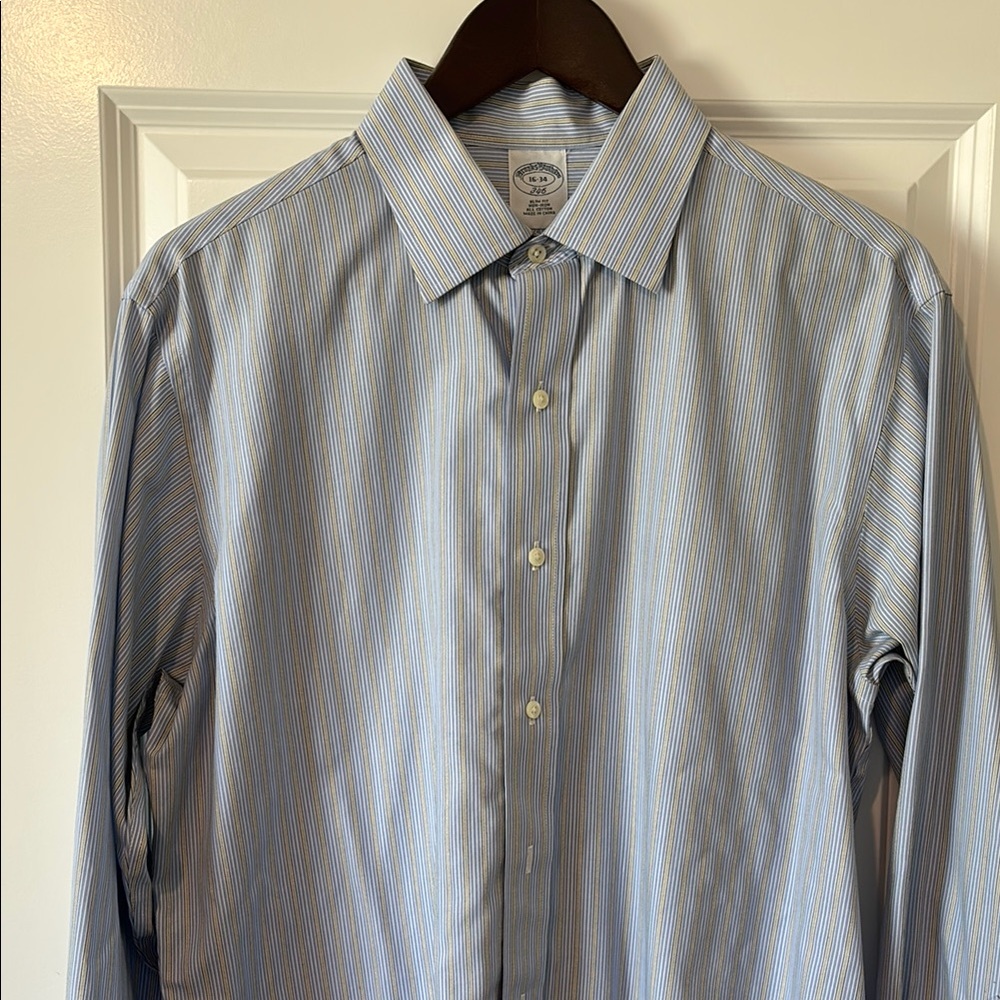 Brooks Brothers Blue Dress Shirt Long-Sleeved Cotton (French Cuff!)